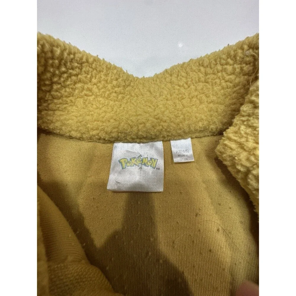 Kids Pokemon Pikachu Sherpa Fleece XS 4/5 Pullover Jacket Yellow Long Slv (0047)